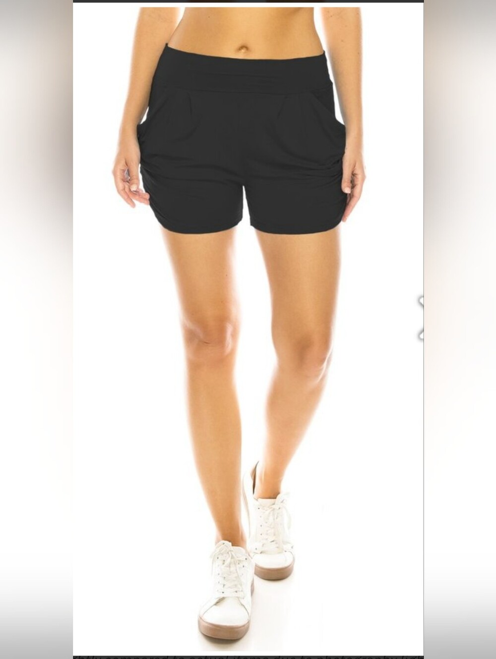 Solid Black High Rise Slouchy Pocket Short